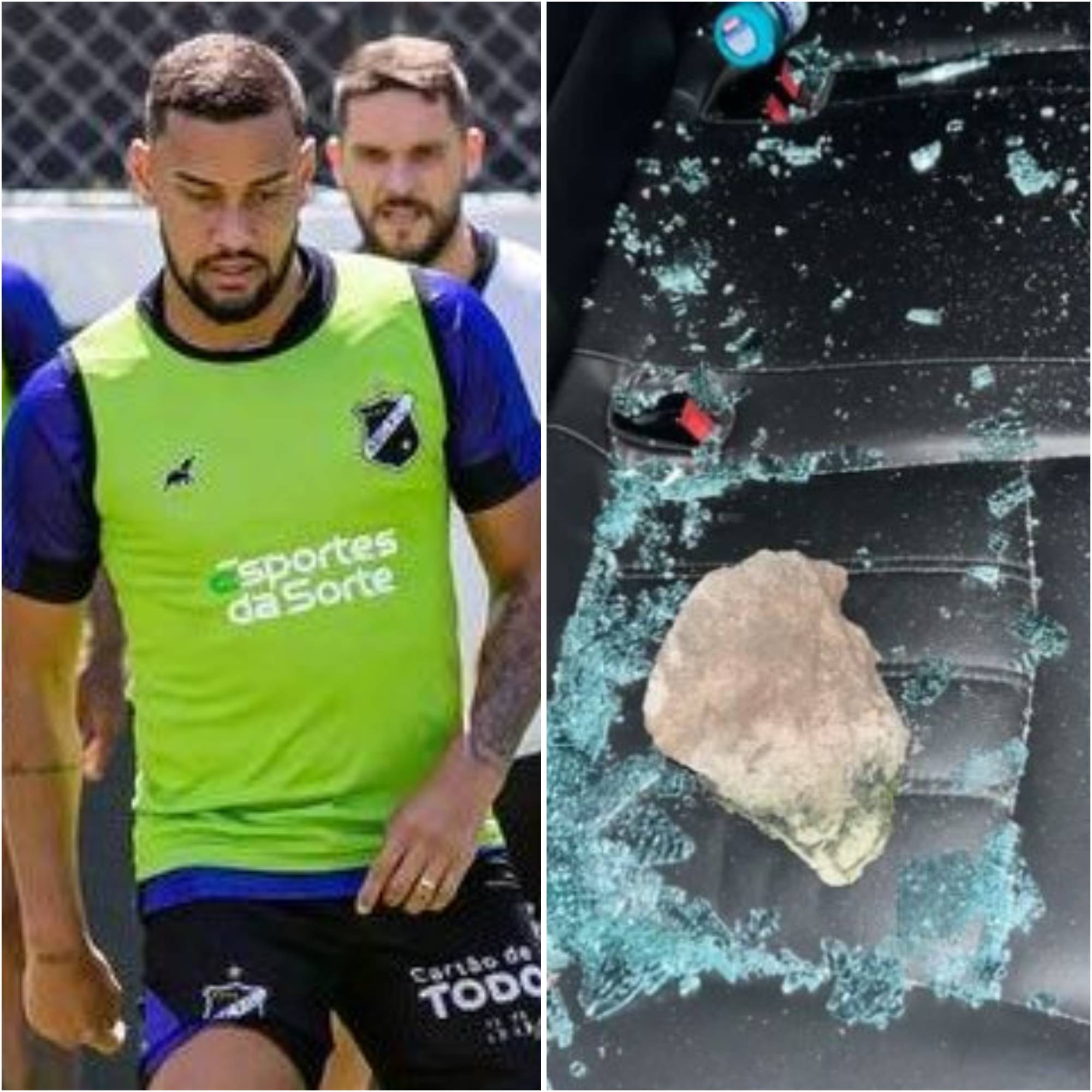 Torcedores apedrejam carro de jogador do ABC por pouco não atingem crianças