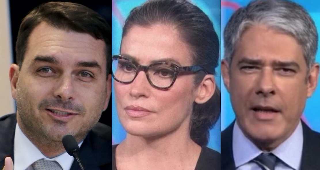 Flávio Bolsonaro entra com notícia-crime contra William Bonner e Renata