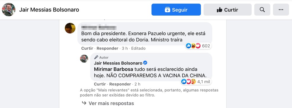 'Não compraremos a vacina da China', diz Bolsonaro 