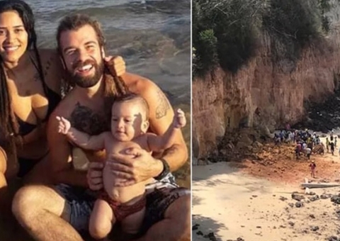 Parte de falésia desaba e mata família na praia de Pipa 