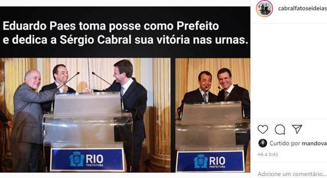 Preso no Bangu, Sergio Cabral posta foto com candidatos à prefeitura do RJ