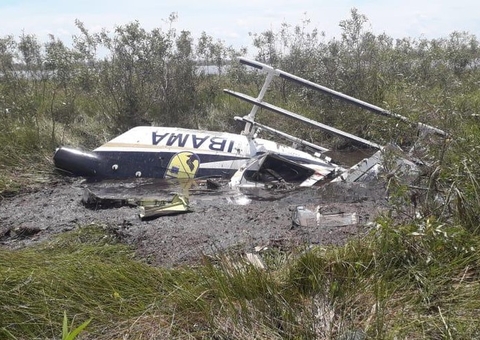 Helicóptero do Ibama cai no Pantanal durante combate a incêndio
