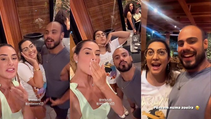 Camila, ex de Buda, se reúne com Deniziane e Marcus Vinicius em SP