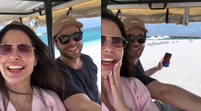 Laís Caldas e Gustavo Marsengo curtem lua de mel em resort nas Maldivas