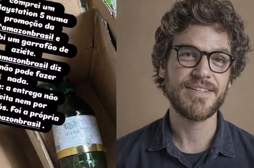 Emílio Dantas denuncia Amazon após receber azeite no lugar de PS5