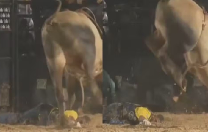 Peão fratura costela ao ser atingido por touro em rodeio