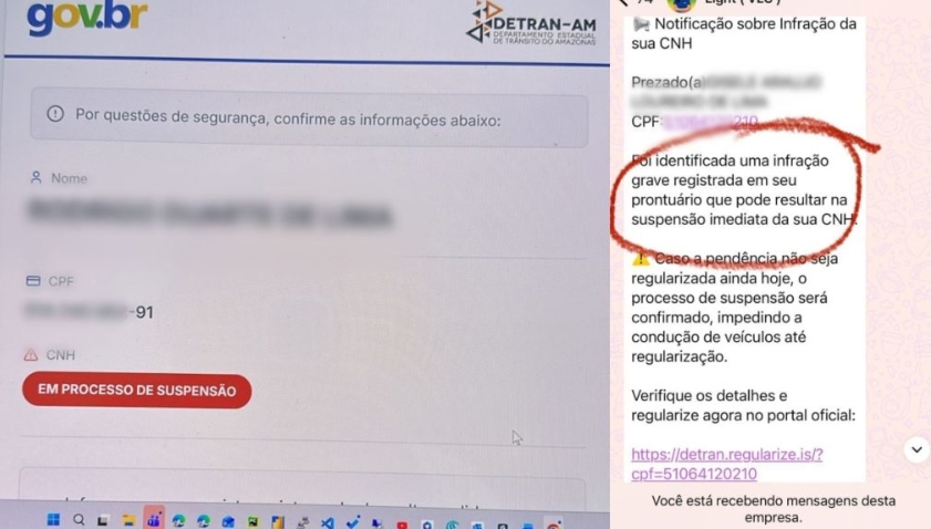 Golpe no WhatsApp simula multas e suspensão da CNH no Amazonas; saiba mais