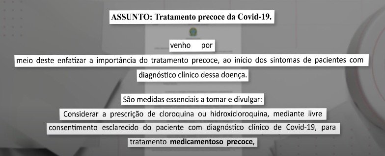 CPI da Covid vai investigar documento com recomendação de cloroquina