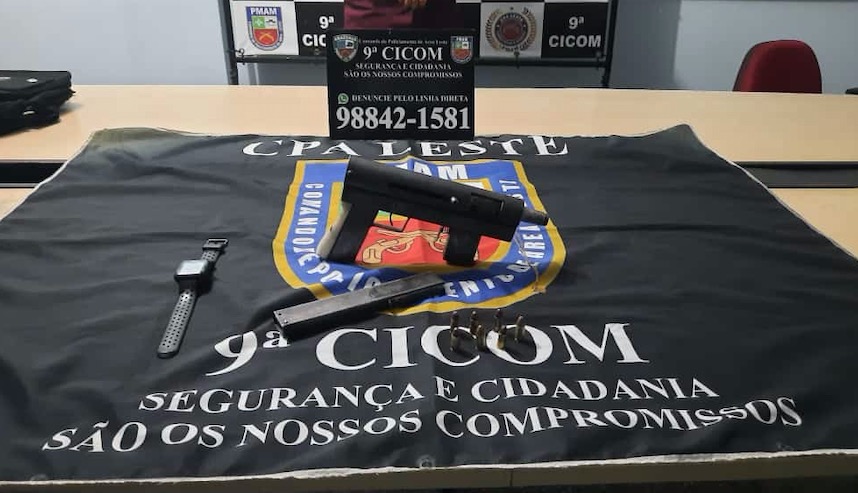 Adolescente de 17 anos é detido correndo com metralhadora em rua de Manaus