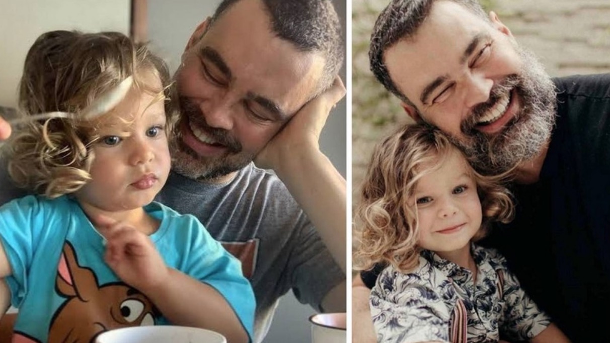 Carmo Dalla Vecchia posa com filho com autor de Avenida Brasil: 'dois pais'