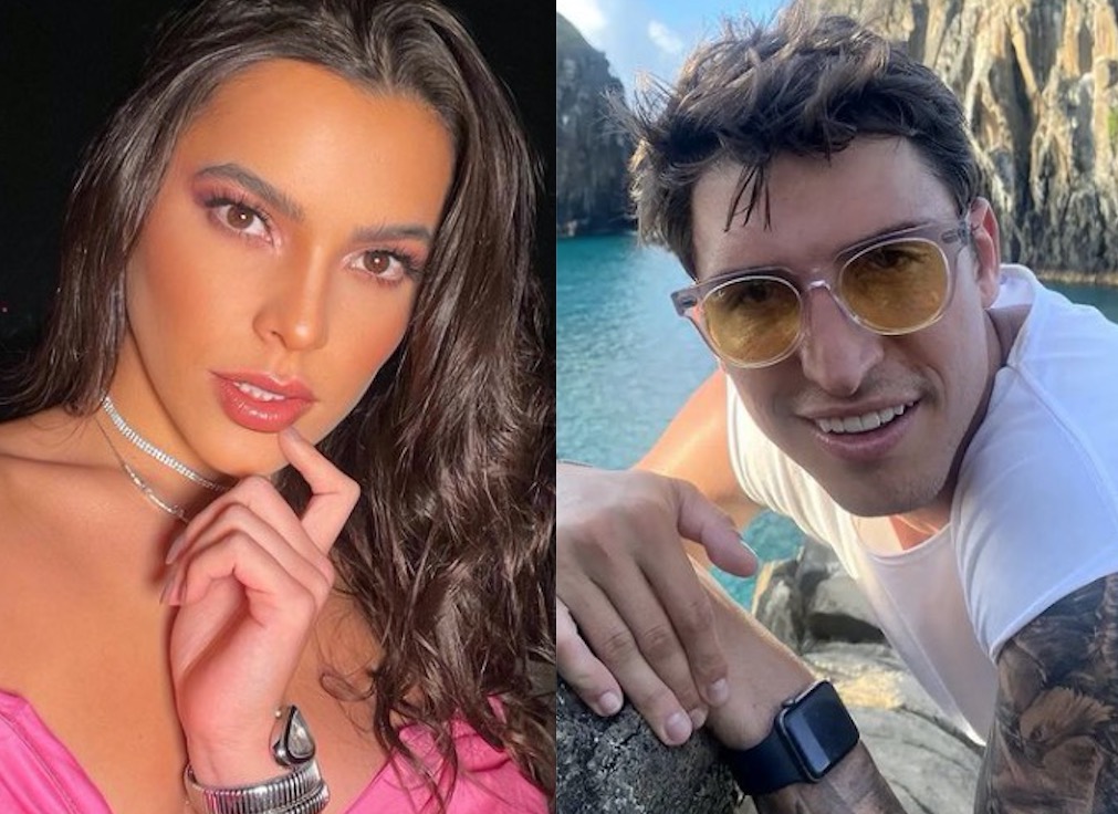Ex-BBBs Felipe Prior e Emilly Araújo trocam beijos em festa 