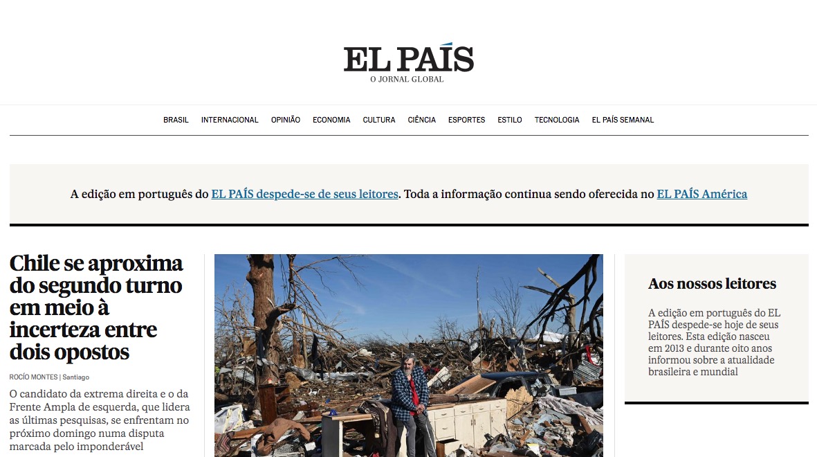 El País anuncia fim da edição no Brasil 