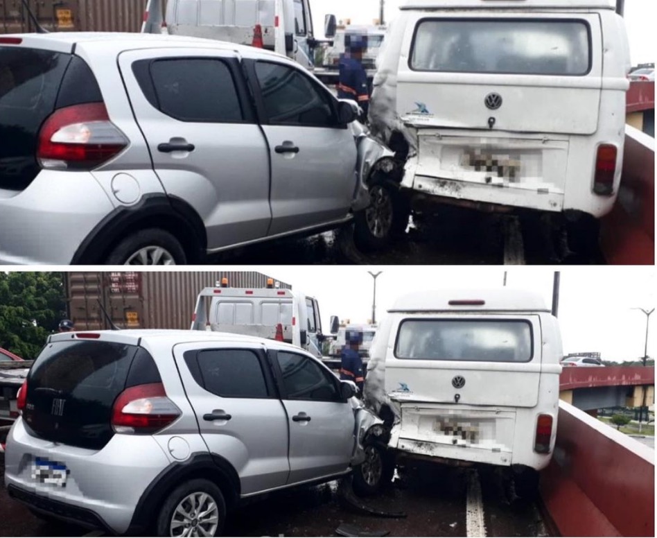 Acidente em viaduto deixa trânsito caótico em avenida de Manaus