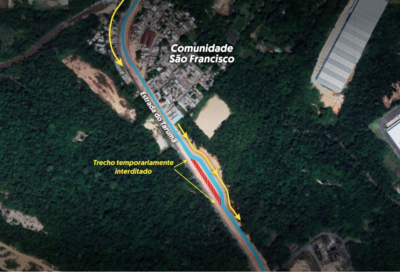 Trânsito será alterado na Estrada do Tarumã para obras a partir de hoje