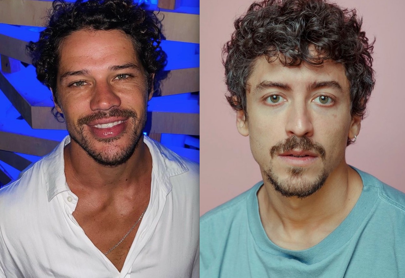 Abraçados, José Loreto e Jesuíta Barbosa posam nus em rio