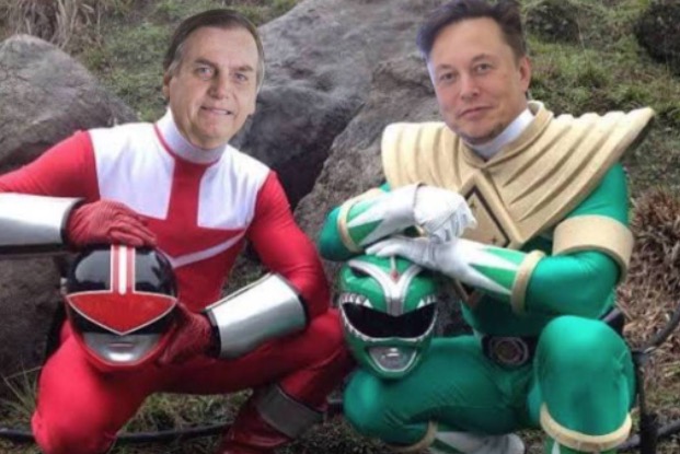 Ministro compartilha foto de Bolsonaro e Musk como Power Rangers