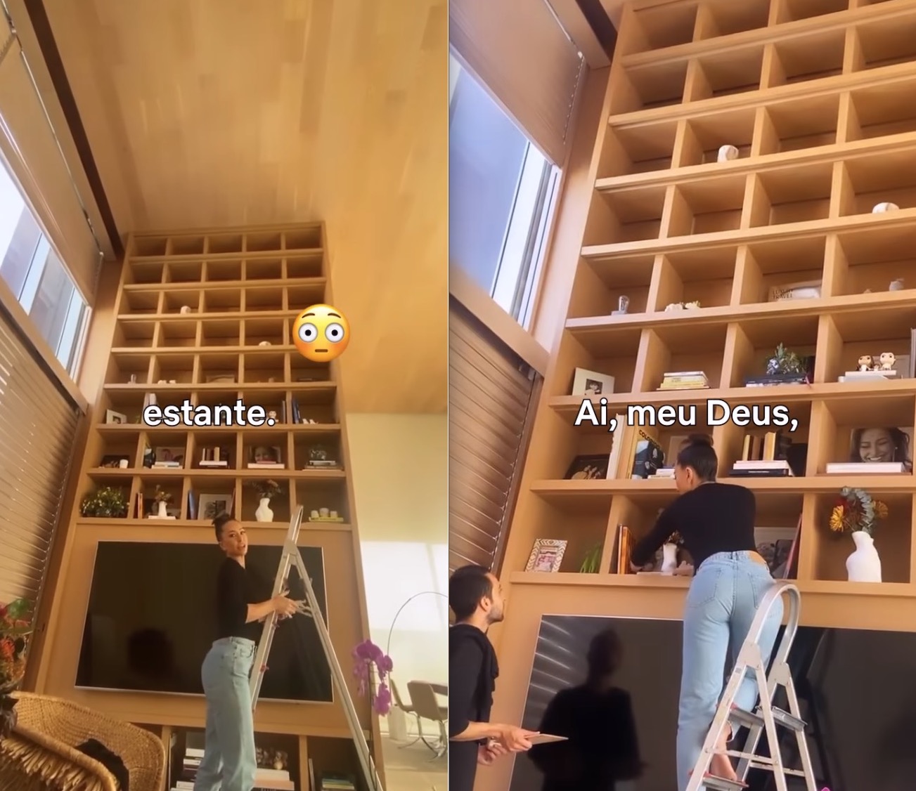 Sabrina Sato chama atenção ao mostrar estante gigante em sala de casa