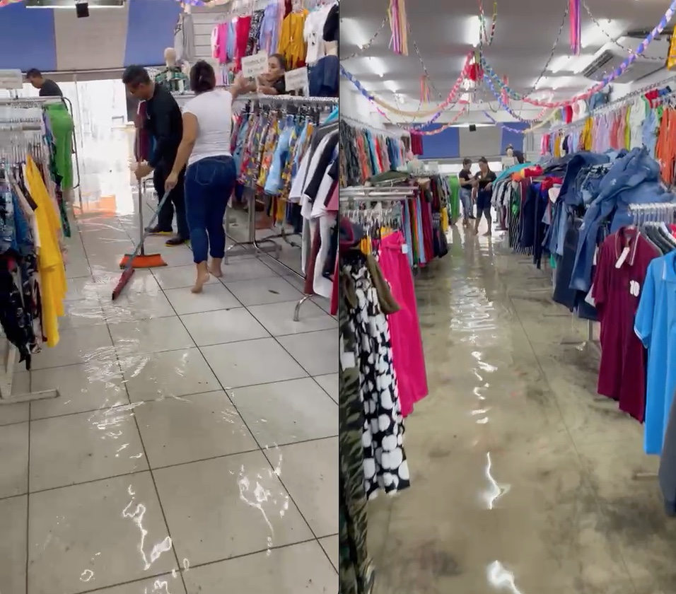 Temporal alaga lojas no Centro de Manaus; veja vídeos