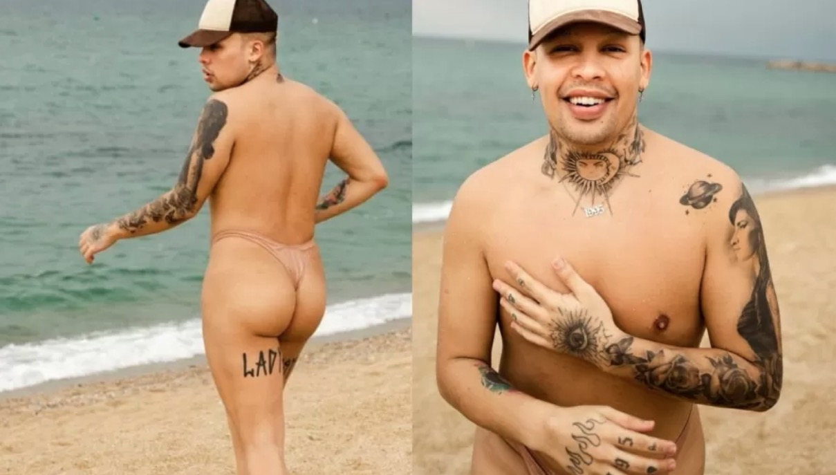 Gloria Groove surpreende ao surgir de fio dental em praia