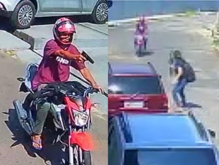 Câmera flagra motociclista assaltando mulher em plena luz do dia em Manaus