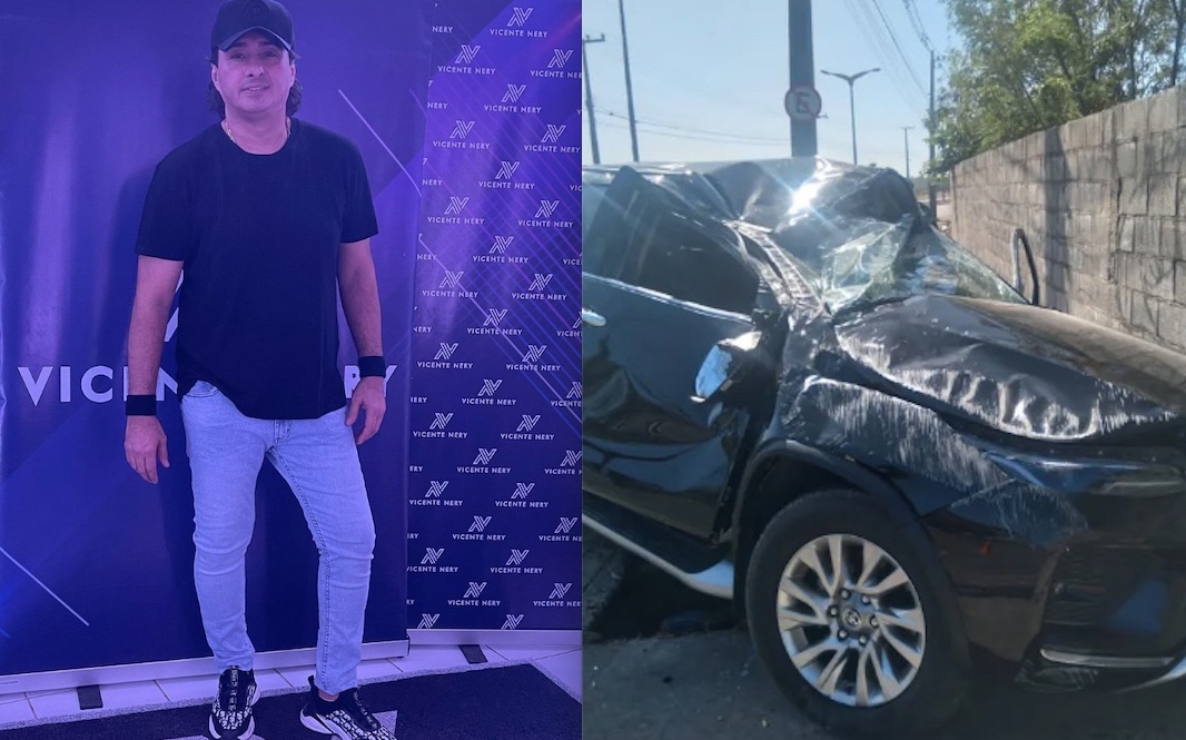 Cantor de forró sofre grave acidente de carro; veículo capotou 3 vezes 