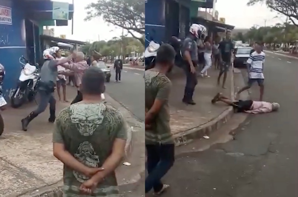 Idoso desmaia após levar soco de policial que abordava adolescente; vídeo