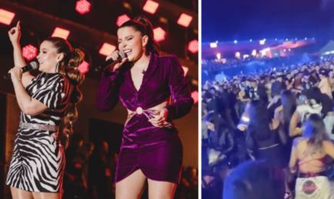 Aos berros, Maiara e Maraísa interrompem pancadaria generalizada em show