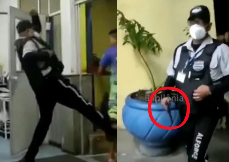 Vigilante chuta e puxa arma para homem que cobrava atendimento para mulher em hospital