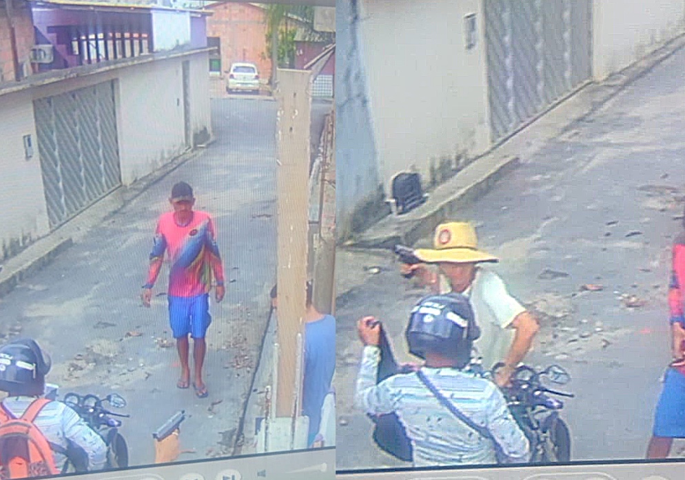 Vídeo mostra assaltantes armados levando tudo de motociclista e pedestre em Manaus