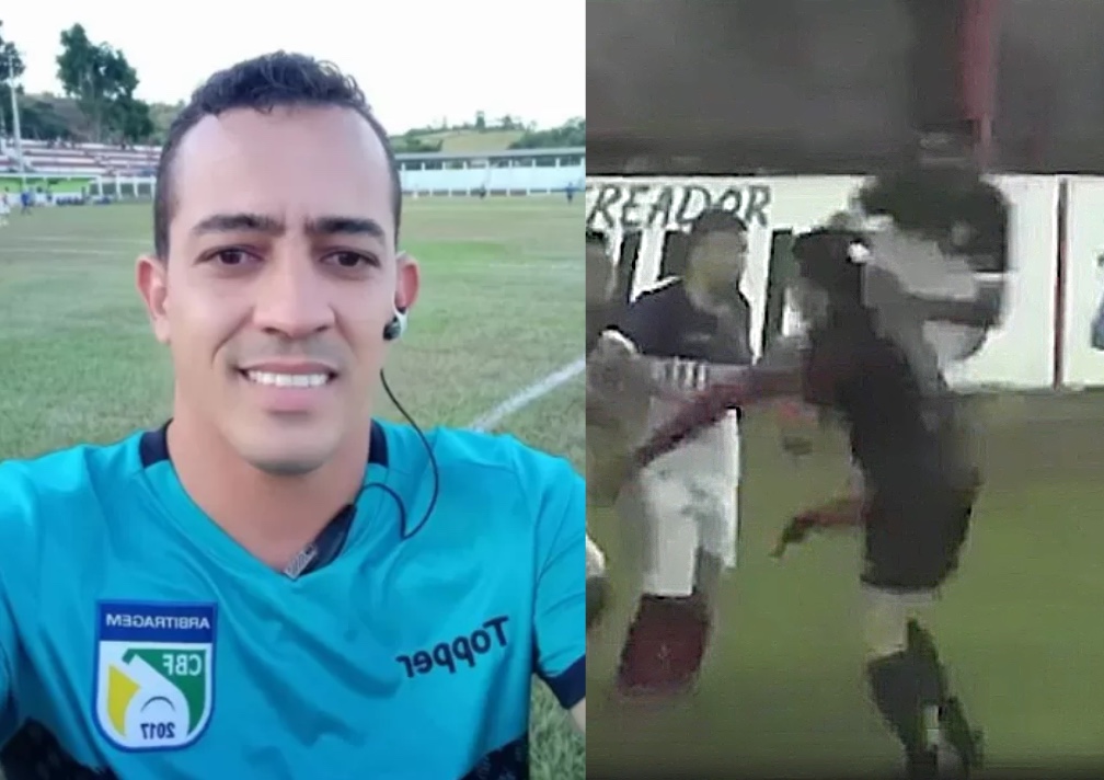 Árbitro é agredido com voadora após marcar falta em jogo; vídeo