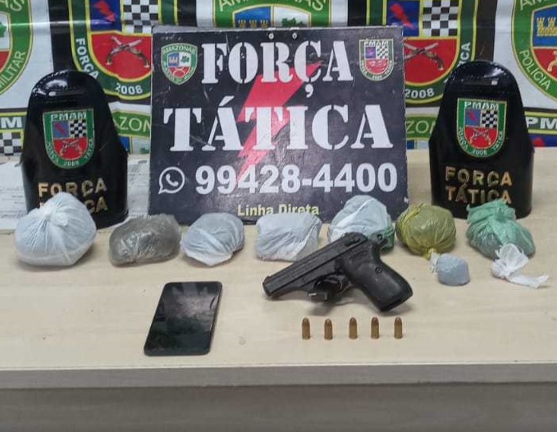 Motorista de app é preso fazendo corrida com arma e drogas em Manaus