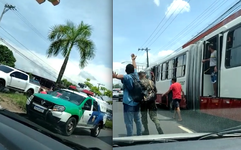 Vigilante reage a assalto e é baleado dentro do ônibus 640 em Manaus