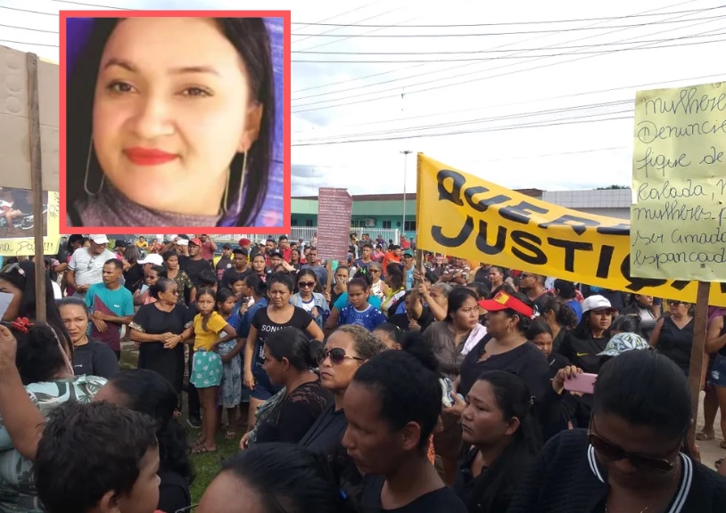 Familiares protestam após mulher ser morta pelo ex-marido na frente dos filhos no Amazonas