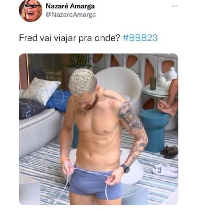 Volume em cueca de Fred Desimpedidos rouba a cena: 'vai viajar pra onde?'