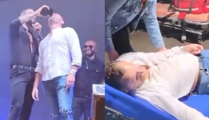 Fã passa mal após beber com Gusttavo Lima em palco; vídeo