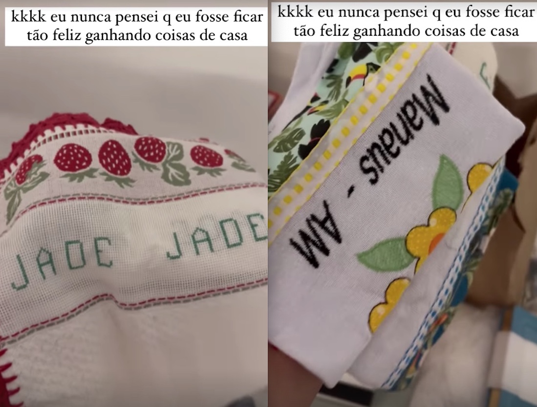 Jade Picon ganha panos de prato personalizados de fã de Manaus