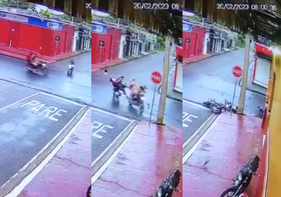 Vídeo flagra acidente violento entre motocicletas no Amazonas