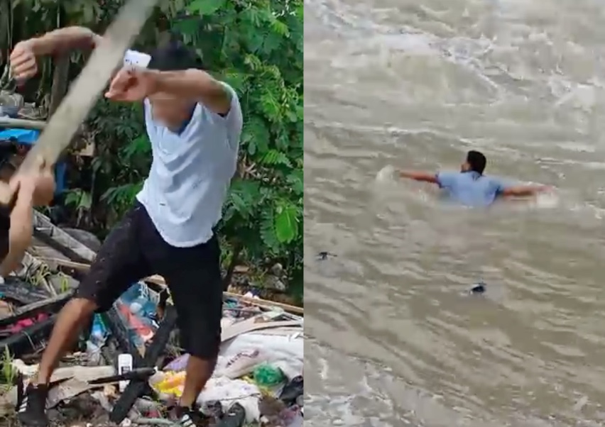 Torturado, homem se joga em igarapé para escapar do tribunal do crime em Manaus; vídeo