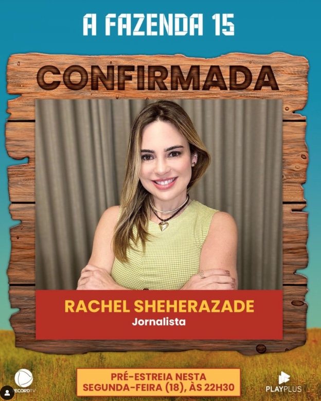 Rachel Sheherazade é confirmada em A Fazenda 15