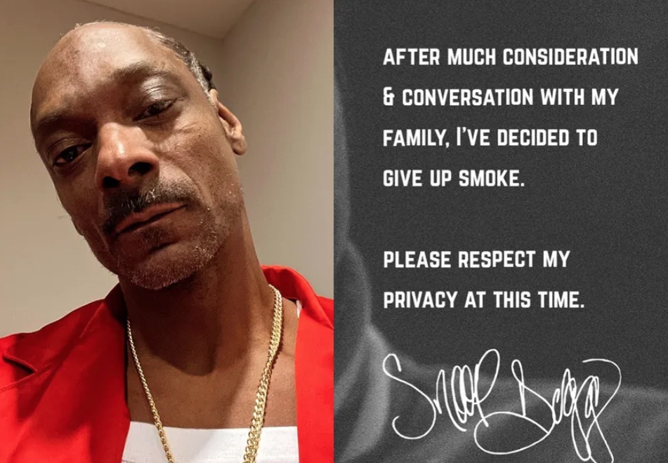 Snoop Dogg anuncia que parou de fumar e choca fãs