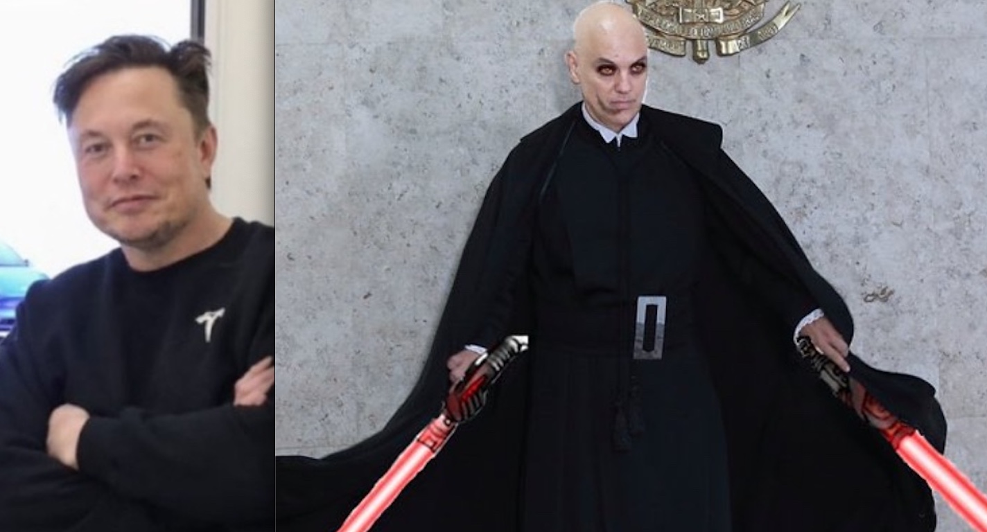 Musk posta foto de Moraes como vilão de Star Wars após ameaça de derrubar X