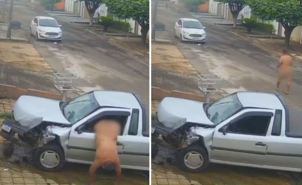 Mecânico tem carro roubado por homem pelado e é arrastado ao tentar impedir crime