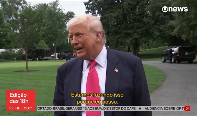 ‘Queremos dinheiro nos EUA’, diz Trump sobre tarifa de 50% no Brasil