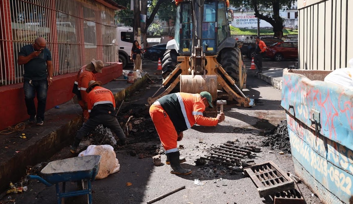 Manaus reforça combate a alagamentos com obras de drenagem no Centro