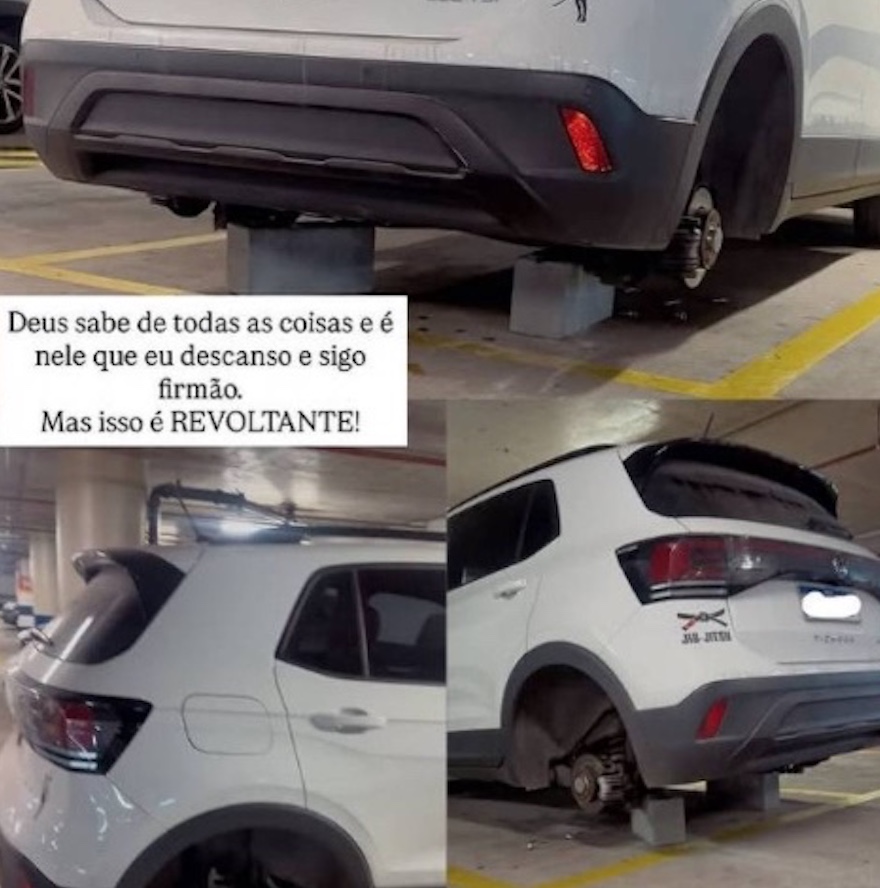 Personal trainer tem as rodas do carro furtadas dentro de shopping na zona oeste de SP