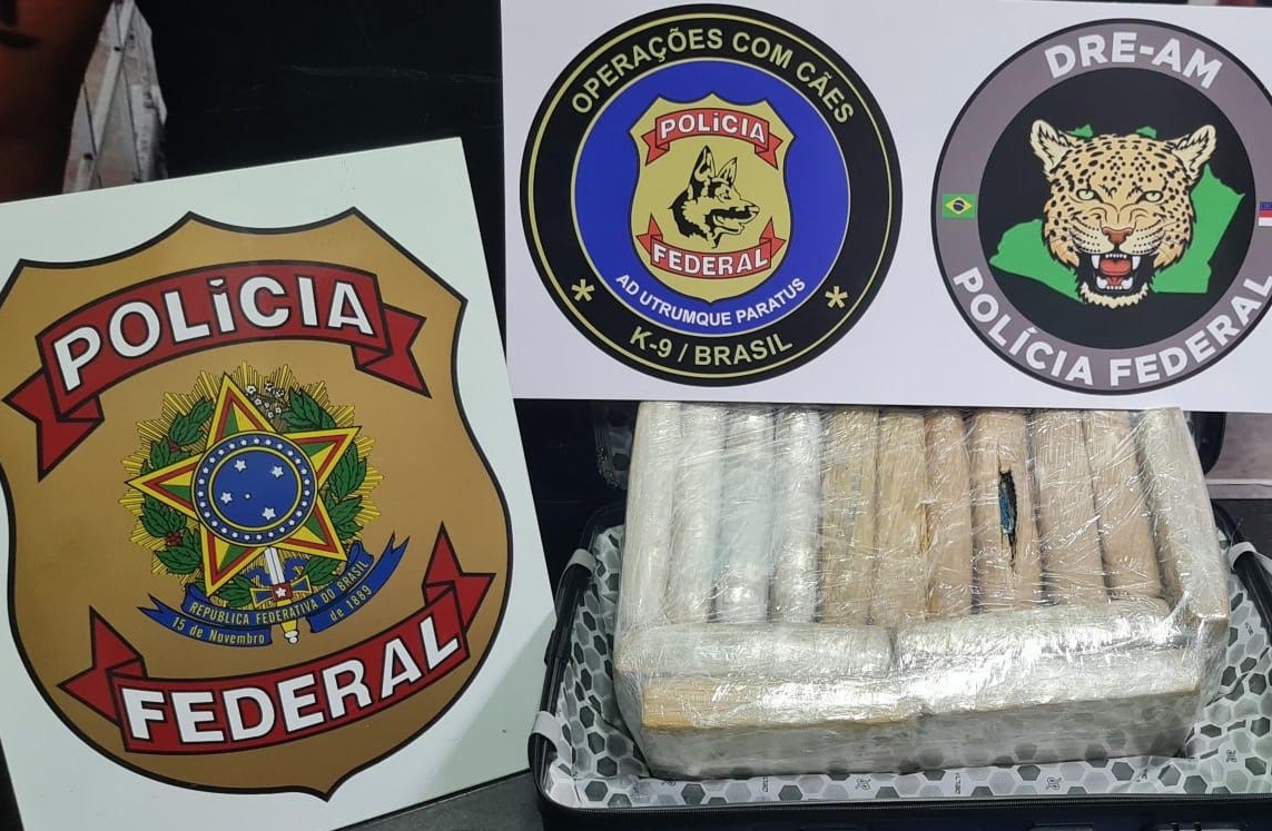 PF prende 'mula' com 15 kg de supermaconha no aeroporto de Manaus 