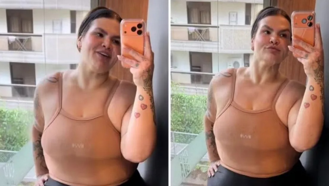 Thaís Carla mostra mudança após perder 72 kg: ‘olha o meu trapézio’