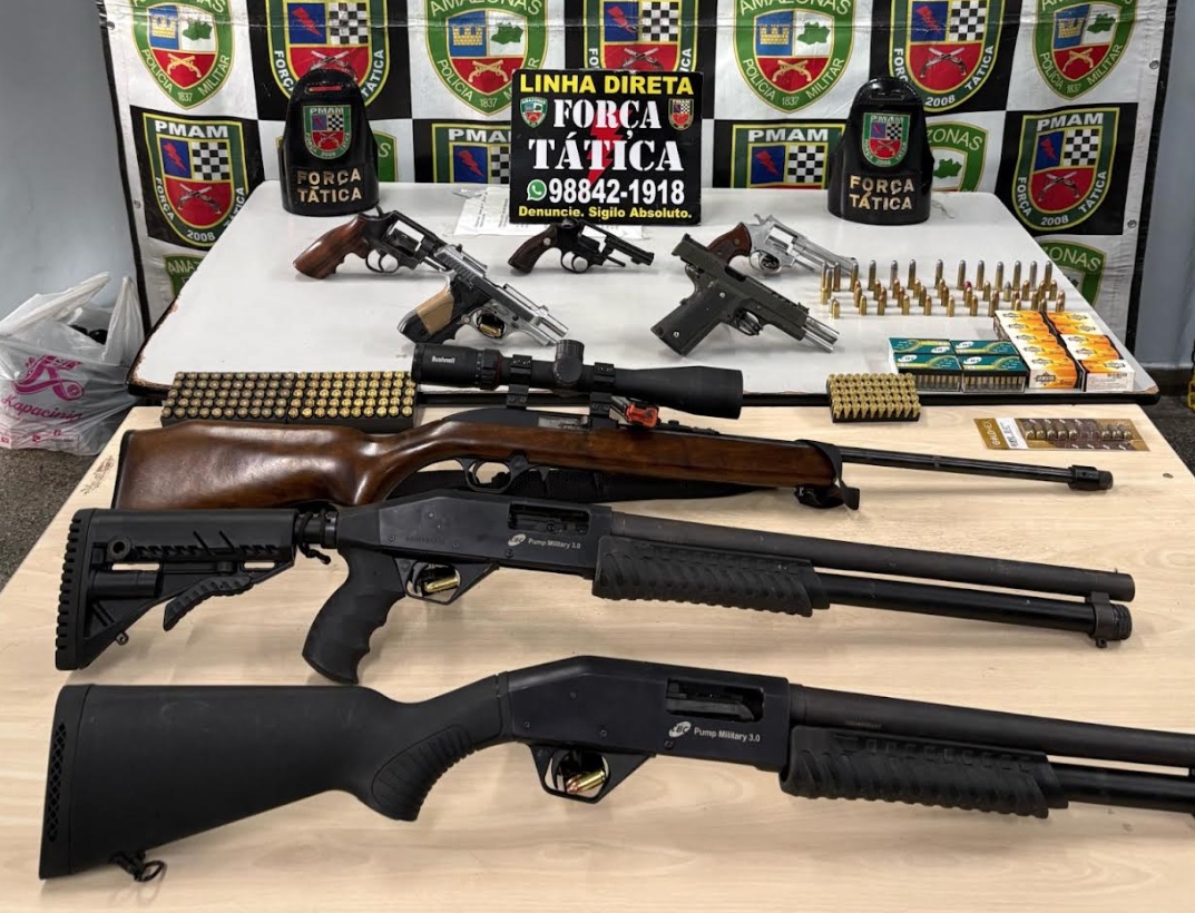 Mais de 1,6 mil armas foram apreendidas em 2025 no Amazonas