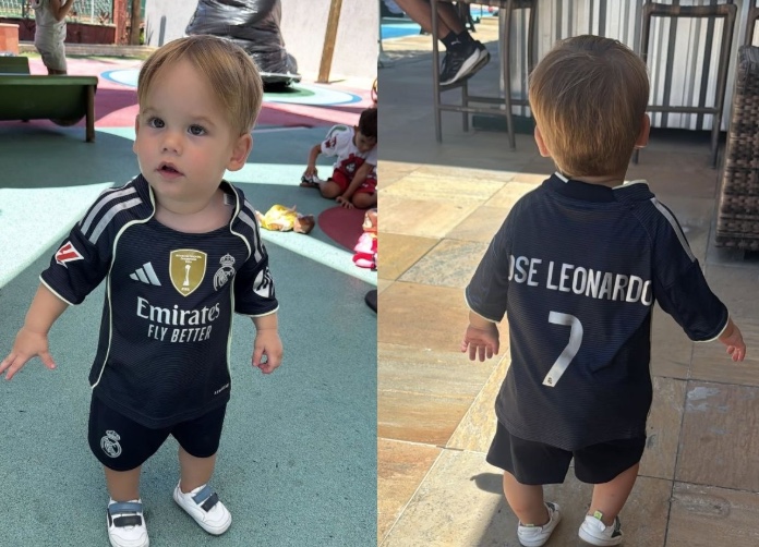 Em casa de Vini Jr., filho de Virginia surge com uniforme do Real Madrid