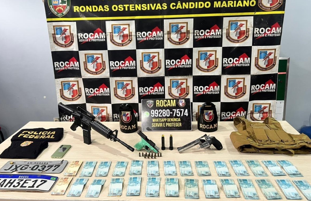 Rocam recupera R$ 28 mil e apreende arsenal com falso policial em Manaus